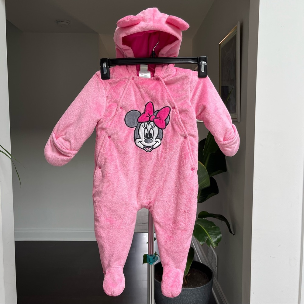 Disney baby Pink Minnie Mouse Snowsuit Sack Bag 6/9 Months